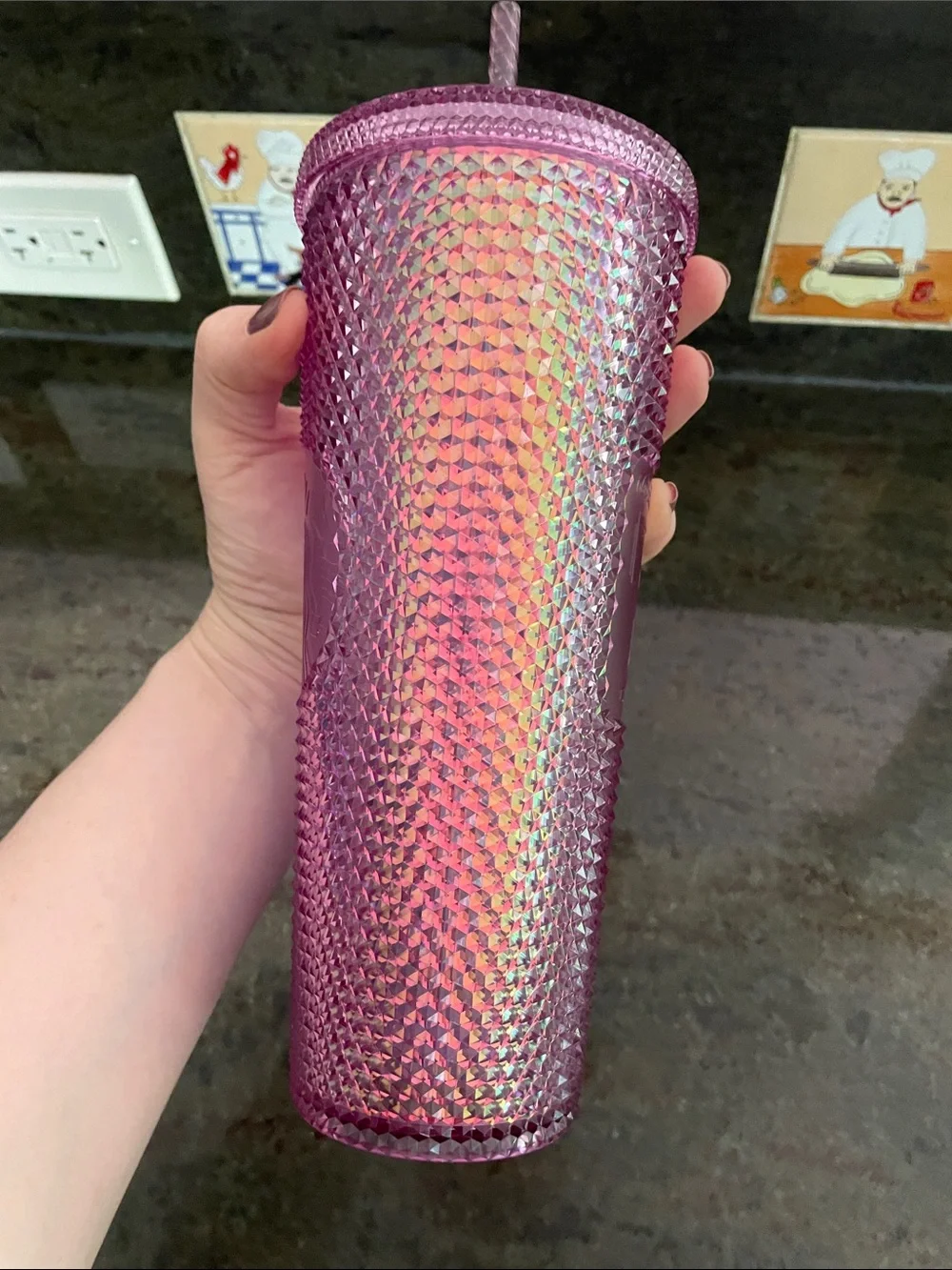 Starbucks Iridescent Purple Studded Tumbler Straw New Disney 50th Celebration